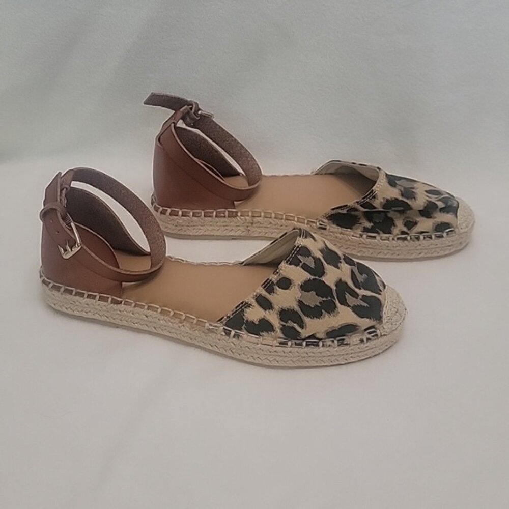 Old Navy Black Brown Animal Print Espadrilles Size  8 - Picture 6 of 10